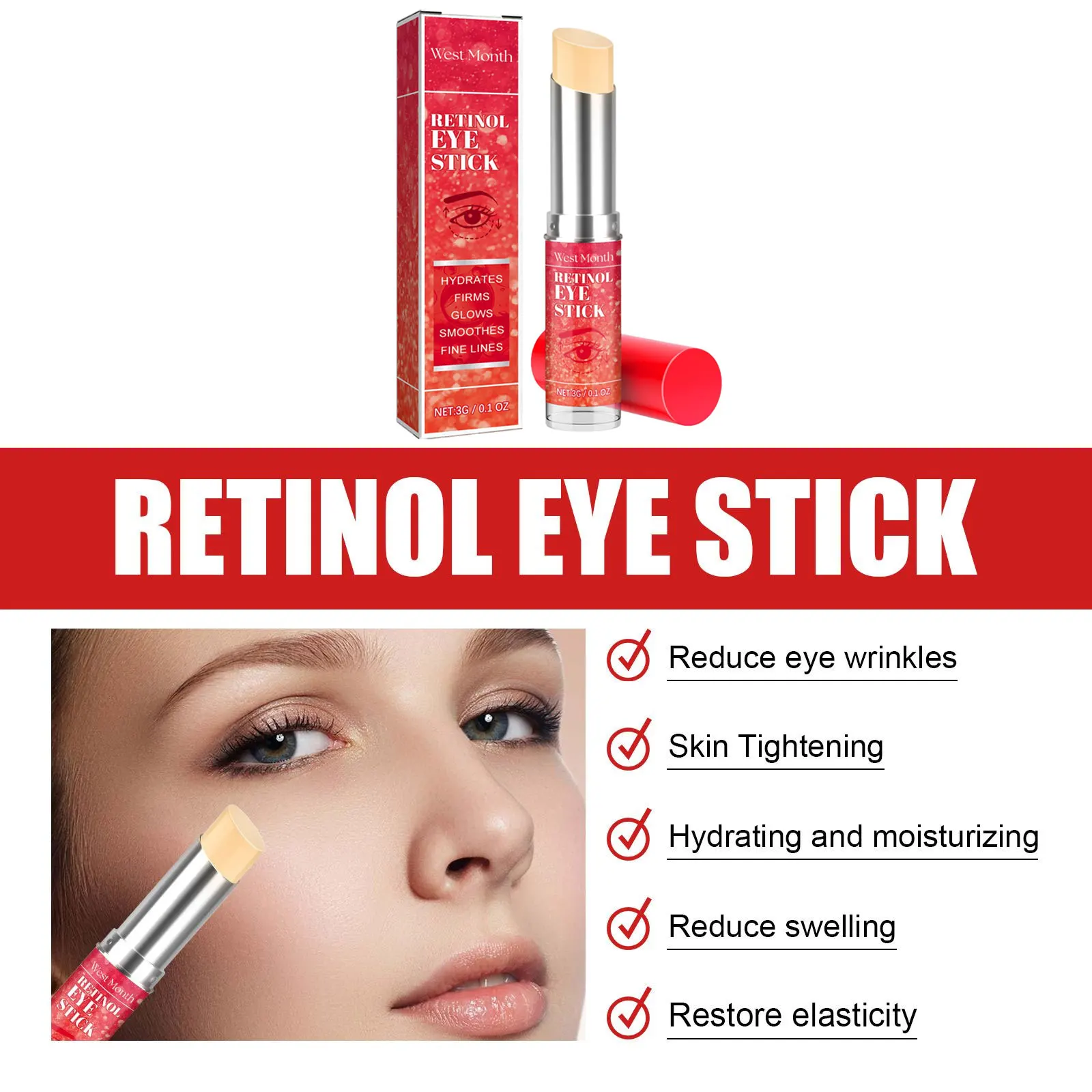 Retinol Firming Eye Cream Stick Dark Circles Corrector Fade Fine Lines Remove Eye Bags Puffiness Nourish Anti Wr-inkle Eye Stick