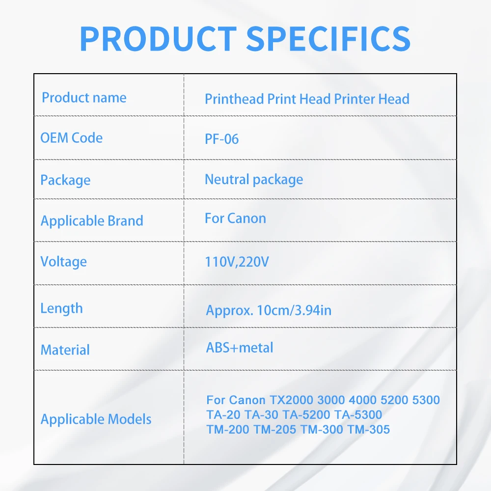 PF-06 PF06 Printhead For Canon TM-200 TM-205 TM-300 TM-305 TM-5200 TM-5205 TM-5300 TM-5305 TX-2000 TX-3000 TX-4000 TX-5200