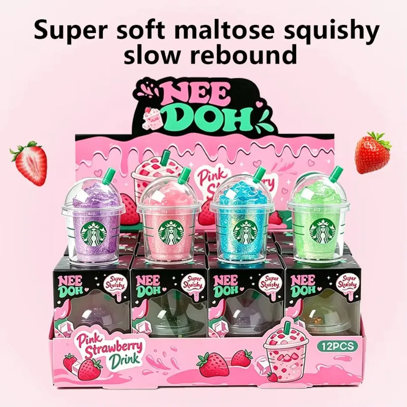 Cute Iced Coffee Cup Squishy Fidget Toy Colorful Soft Squeeze Need Doh Stress Relief Toys Mini Drink Cup Decompression Toy