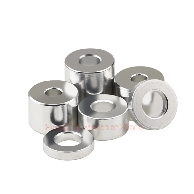 M10 M12 Unthreaded Aluminum Alloy Bushing Washer Gasket Round Hollow Standoff Spacer Sleeve OD 16/18/20/24mm Length 1.5-30mm