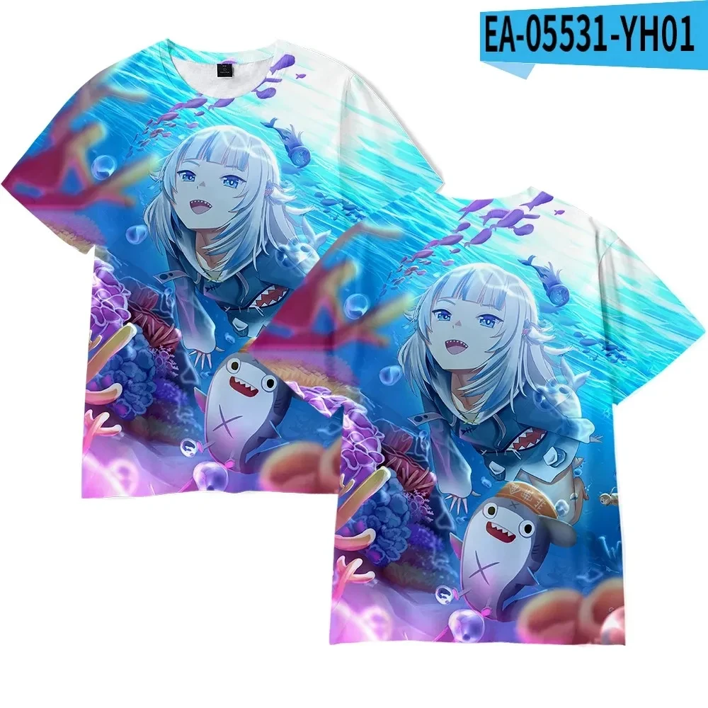 Hololive Virtual Gawr Gura 3D Print Men's T-shirts Fashion Man Women Cartoon Tees kid Y2k Tops Harajuku Streetwear Mens Clothing