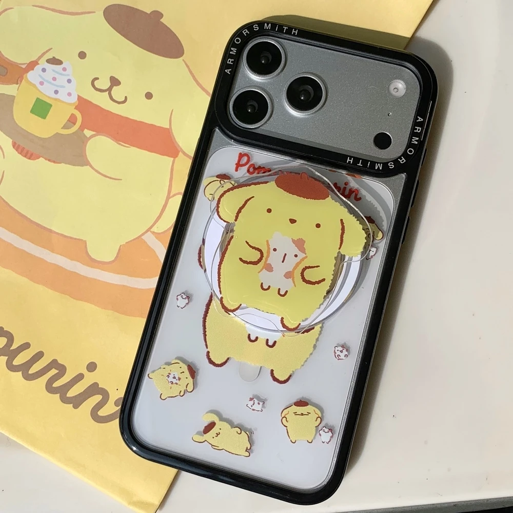 Magnetic Grip Holder Magsafe Wireless Charge Sanrio Hangyodon Pom Purin Phone Case For iPhone 17 16 15 14 13 12 11 Pro Max Cover view 6