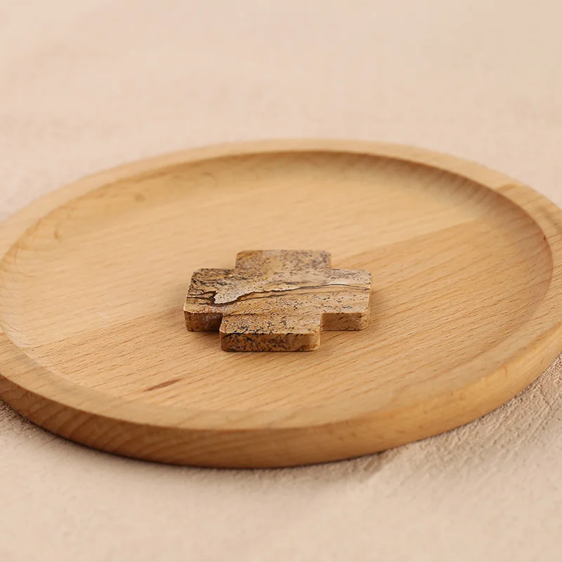 Natural Stone Picture Jasper Cross Carved Pendant for Necklace,Jewerly accessories for Jewelry Making