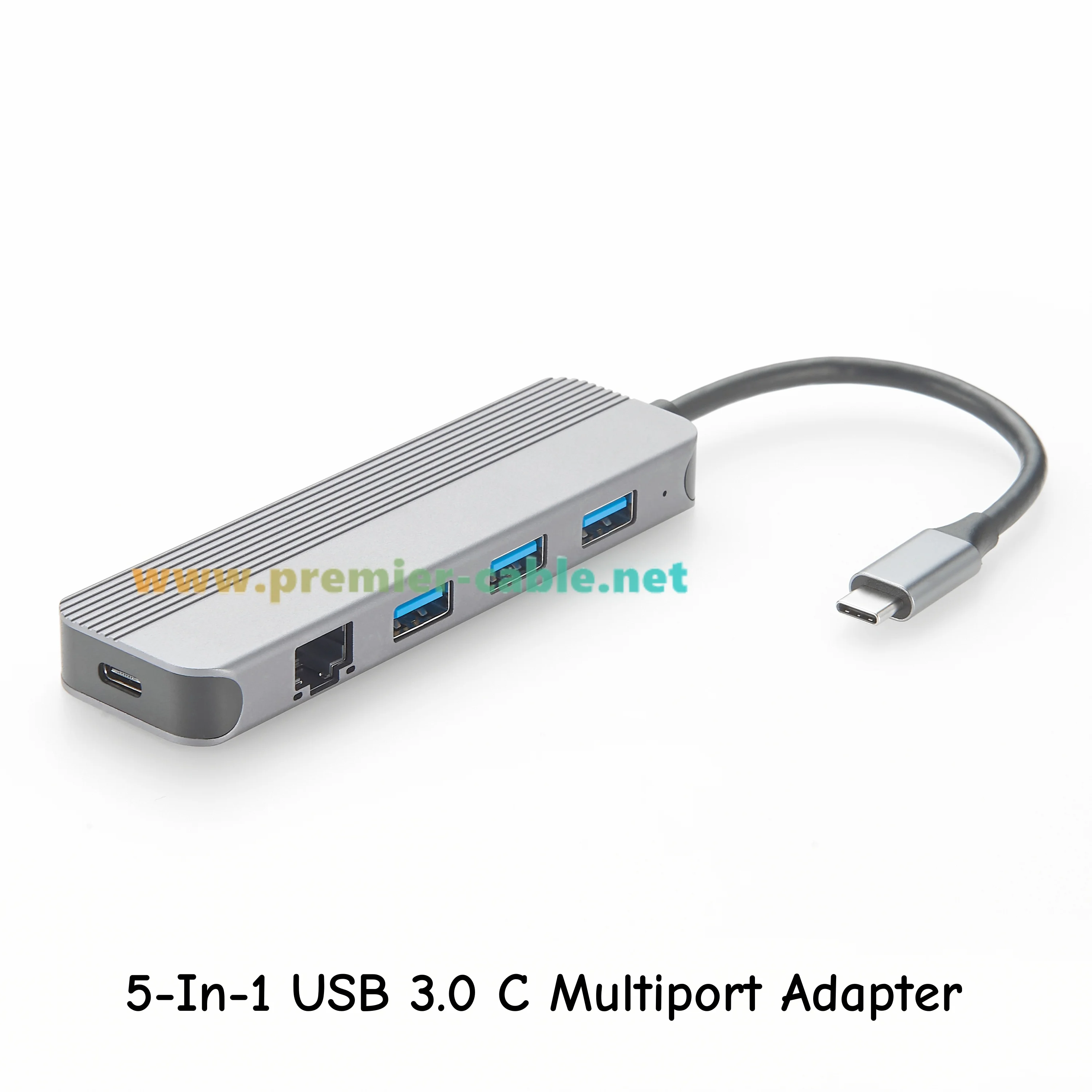 5 In 1 USB C Hub Docking Station Type C to RJ45 1000Mbps Ethernet Adapter USB3.0 Gigabit LAN Card Extender PD60W Fast Charging