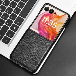 Faux Crocodile Texture PU Leather Case Hard Plastic Shockproof Cover for Motorola Moto Razr 60 50 Ultra 50Ultra Plus 2024
