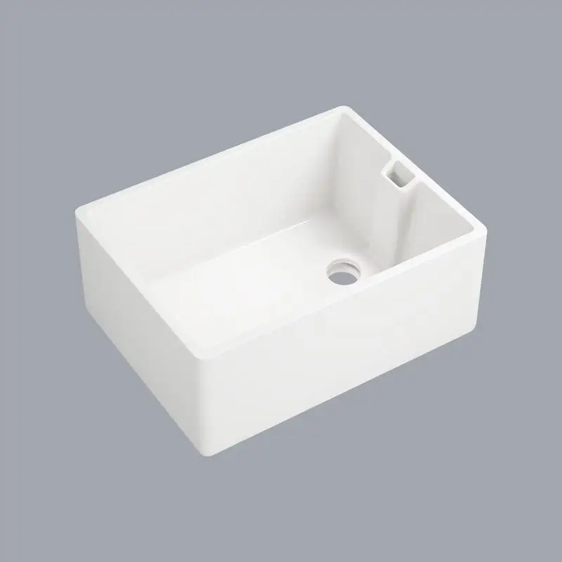 

White Ceramic Kitchen Sink 23.6" L x 18" W Single Bowl Design for Modern Spaces