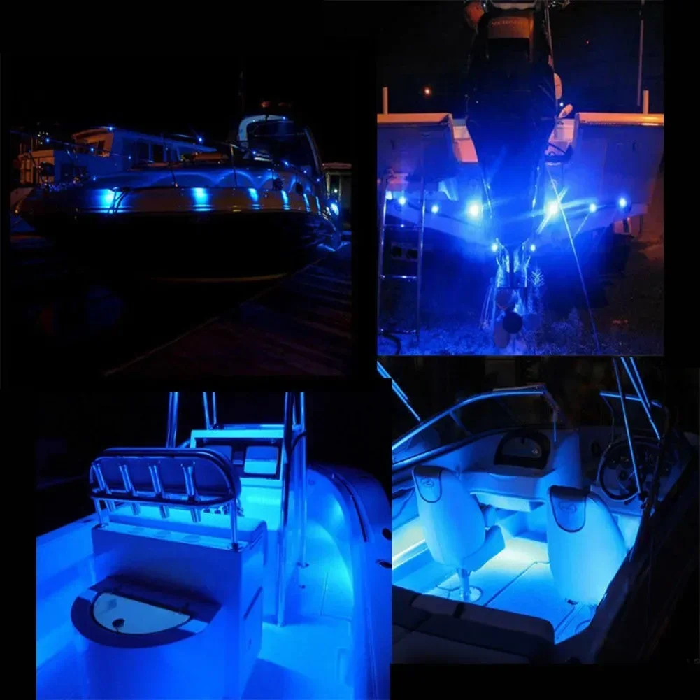 4pcs DC 12V-3W Blue LED Marine Lighting Boat Lights Spot-lighting Light Portable Waterproof Underwater Car Truck Boats Lamps