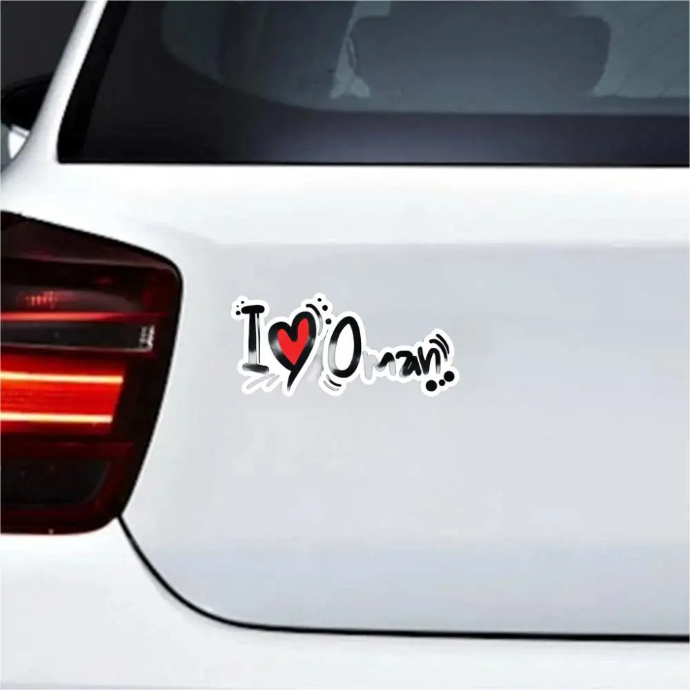 I Love Oman Banner Car Bumper Sticker Decal-80s' Retro Logo for Windows, Cars, Trucks, Tool Boxes, laptops, MacBook