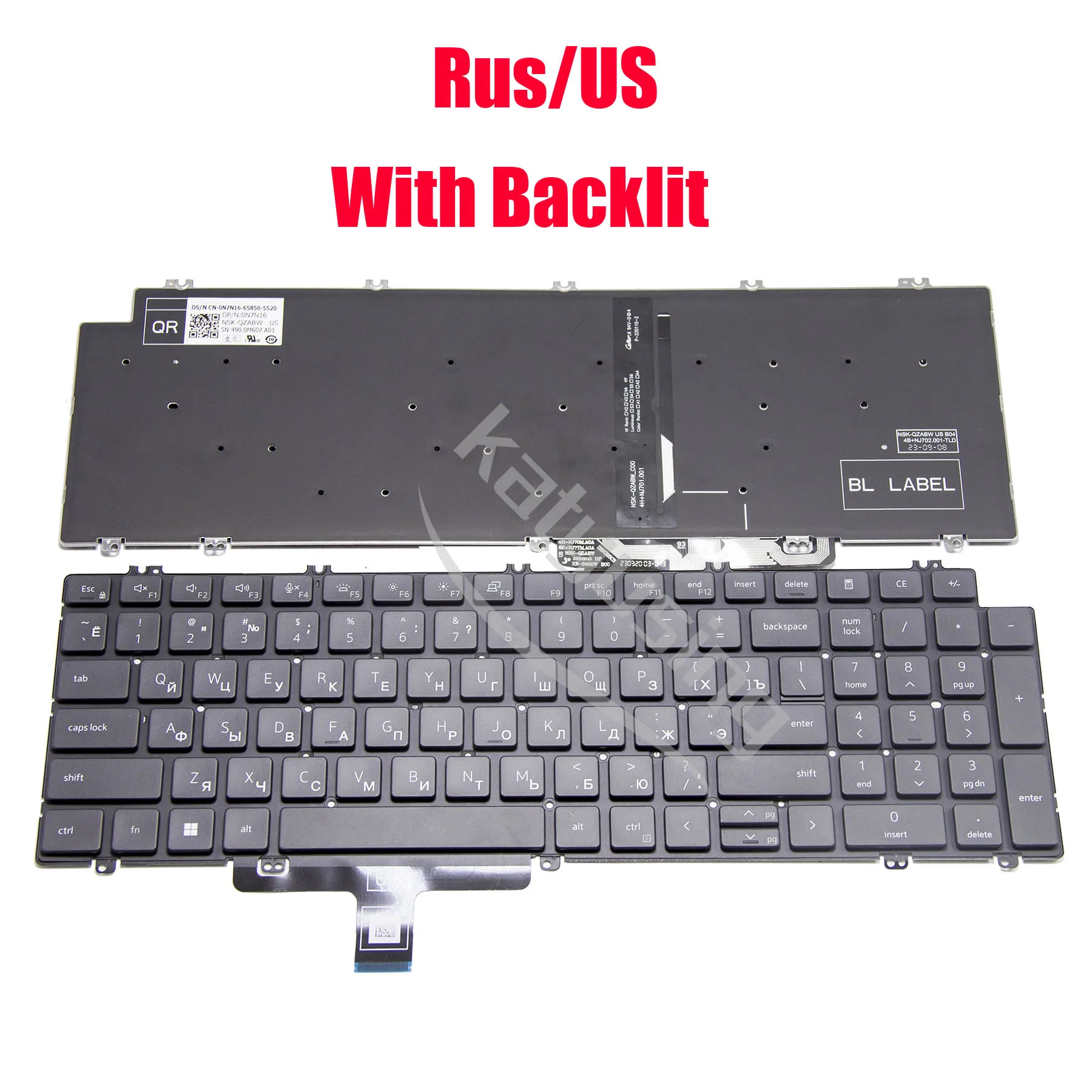 لوحة المفاتيح الأصلية الأمريكية لـ Dell Latitude 5520 5521 الدقة 3560 3561 3570 3571 3580 3581 7670 7770 7680 7780 0N7N16 الخلفية