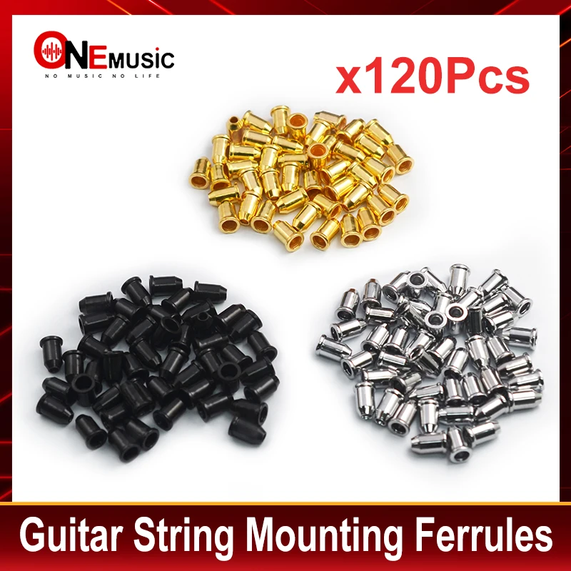 120Pcs Electric Guitar String Mounting Ferrules Bushing Set Guitar Bridge String Retainer Black-Gold-Silver