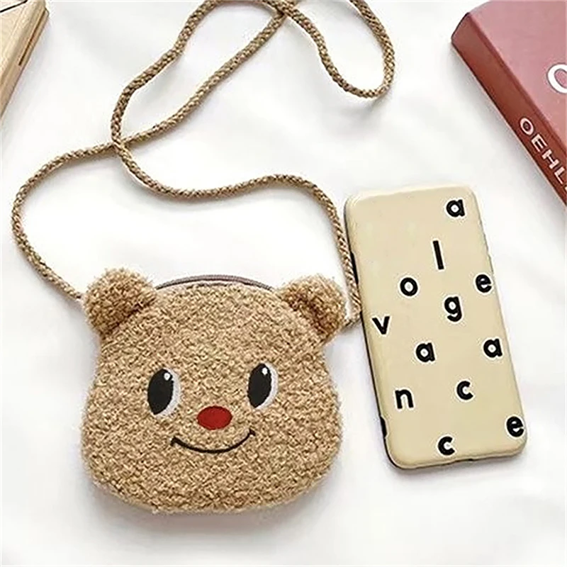 Cartoon Butter Bear Plush Crossbody Bag Shoulder Bags Soft Cute Animal Coin Purse Messenger Bag For Girl Gifts