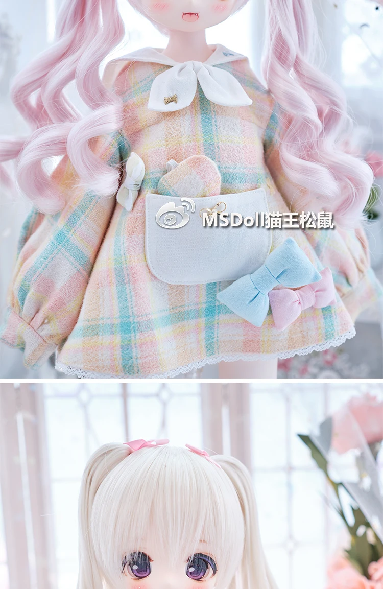 BJD Doll Wig 1/3 1/4 1/6 Handmade Bjd Doll Wig Curly Hair DIY Joints Doll Toy Fashion Fiber Double Tail Wig Dolls Accessories