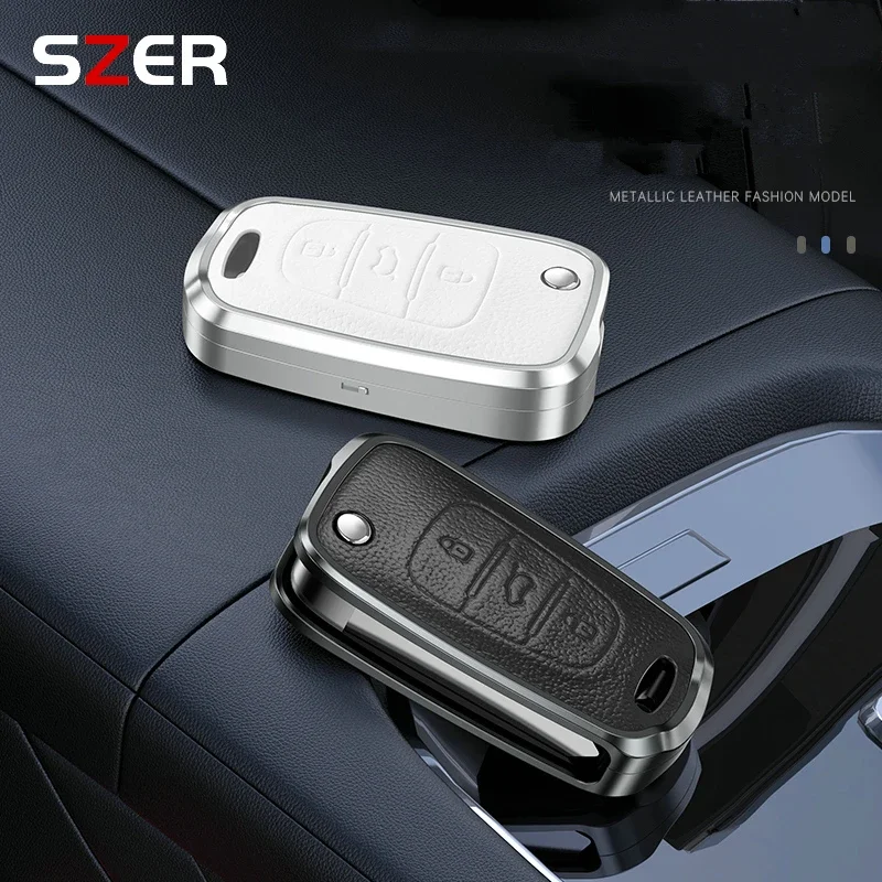 Leather Car Key Case Cover For KIA Sportage Rio 3 Soul Optima Ceed Pro K5 K2 Pride For Hyundai i20 i30 ix20 ix25 ix35 Elantra