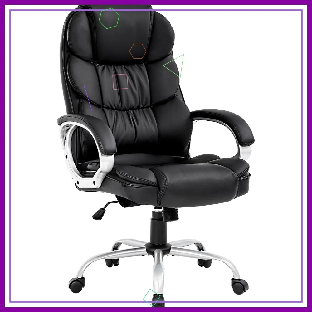 

Ergonomic Office Chair with Lumbar Support Headrest PU Leather Rolling Swivel Desk Chair for Back Pain Relief Adults