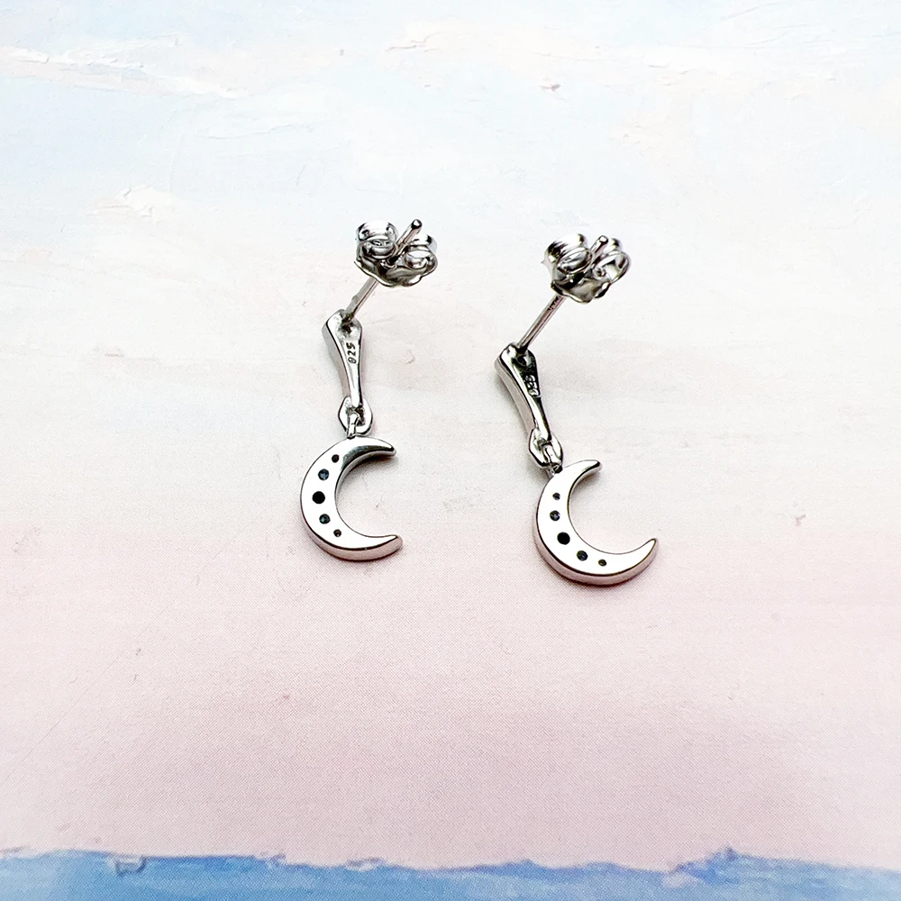 Drop Earrings Royalty Moon Vintage Gift For Women High Quality Europe Style 925 Sterling Silver Fine Jewelry