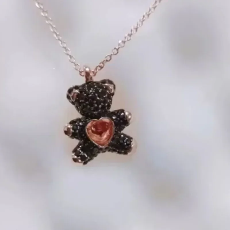 NONE Original 2025, trendiges edles Schmuckset für Damen, Charms, kleiner Bär, Halskette, Ohrring, Armband, Party-Accessoires, romantische Geschenke 7