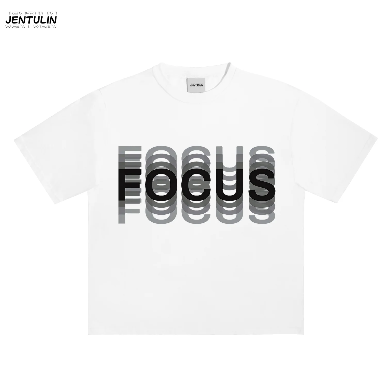 Unisex T-shirt Distorted FOCUS Letter Print Crew Neck Oversized Streetwear Tee Men Women Grunge Hip Hop Casual Top