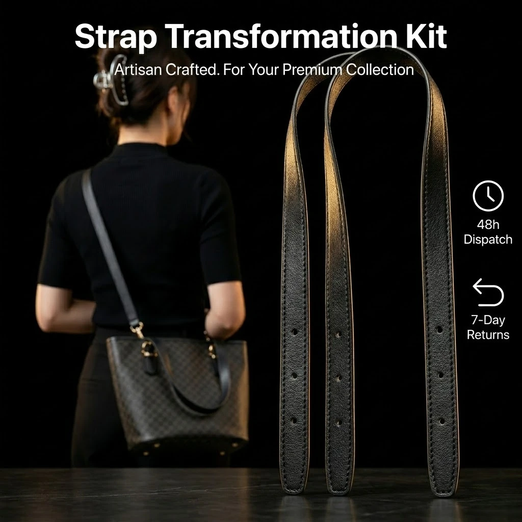 

2Pcs Replacement Bag Strap for Vintage Bucket Bag Microfiber Leather Underarm Belt Pre Punched Holes No Hardware Tote Accessory