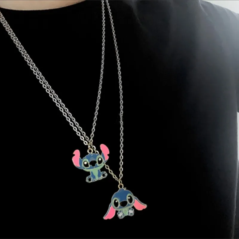 Disney Cartoon Necklace Lilo & Stitch Modeling Metal Necklace Anime Characters Stitch Kawaii Fashion Pendant Kid Girlfriend Gift