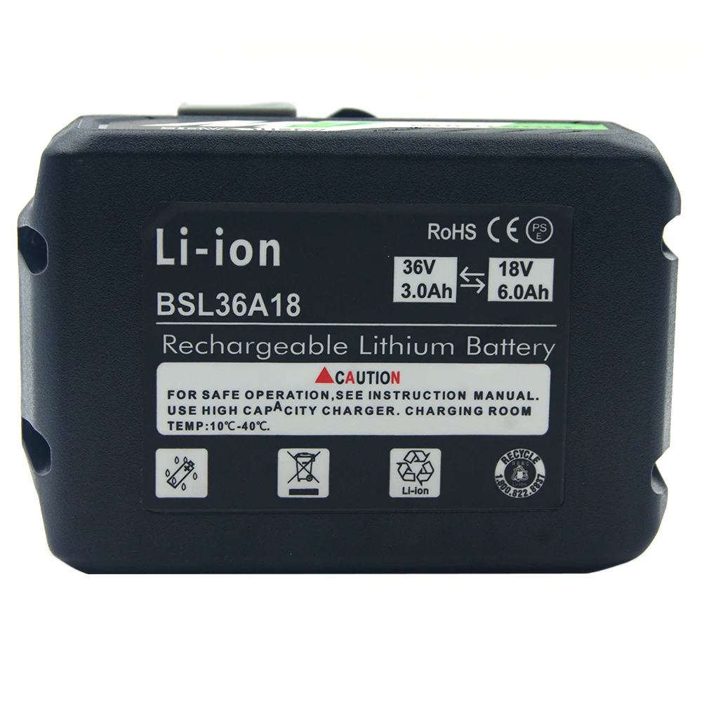 BSL36A18 Battery Replacement for HITACHI 18V/36V Multivolt Tools BSL1830 BL1840 BSL1860