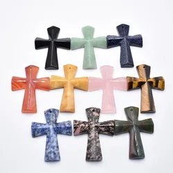 Fashion quality natural tiger eye stone rose quartz cross pendants Charm fit Necklaces jewelry making 10pcs/lot wholesale free