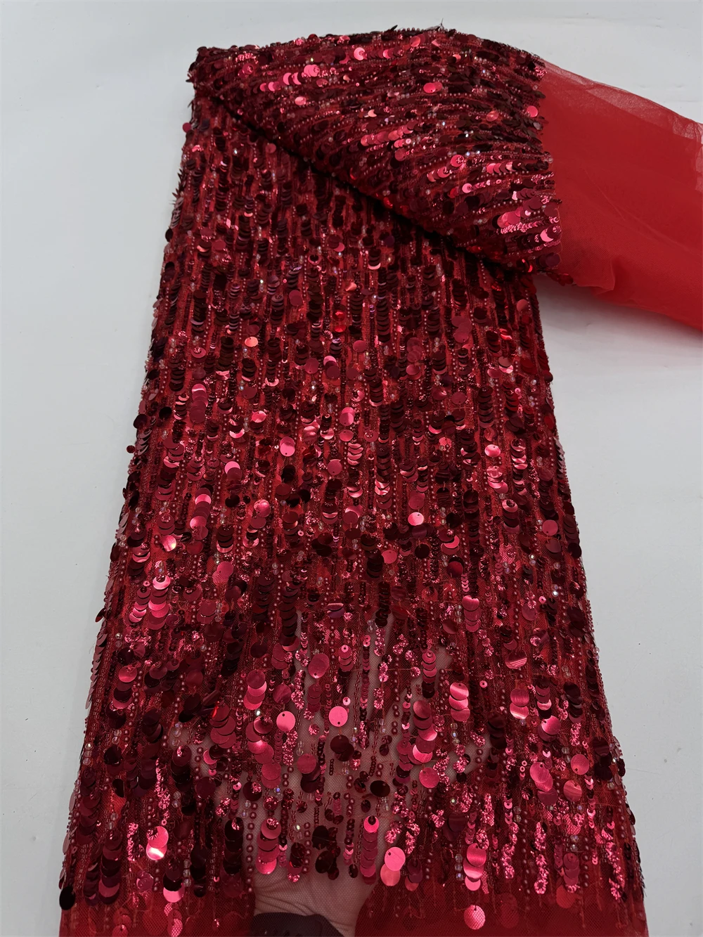 2025 Luxury French Tulle Net Lace with Sequins and Beads African Nigerian Embroidered Lace Fabric Lace Fabric for Sewing