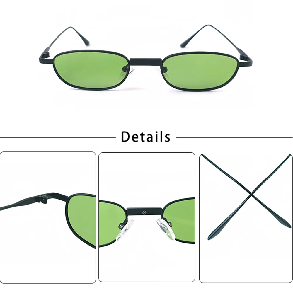 CATERSIDE Herren Hip-Hop-Sonnenbrille, Premium-Metall, kleiner Rahmen, Damen-Reise-, Business-, Party-, Urlaubsgeschenk, Dekorative Brille, UV400 – Detail 1