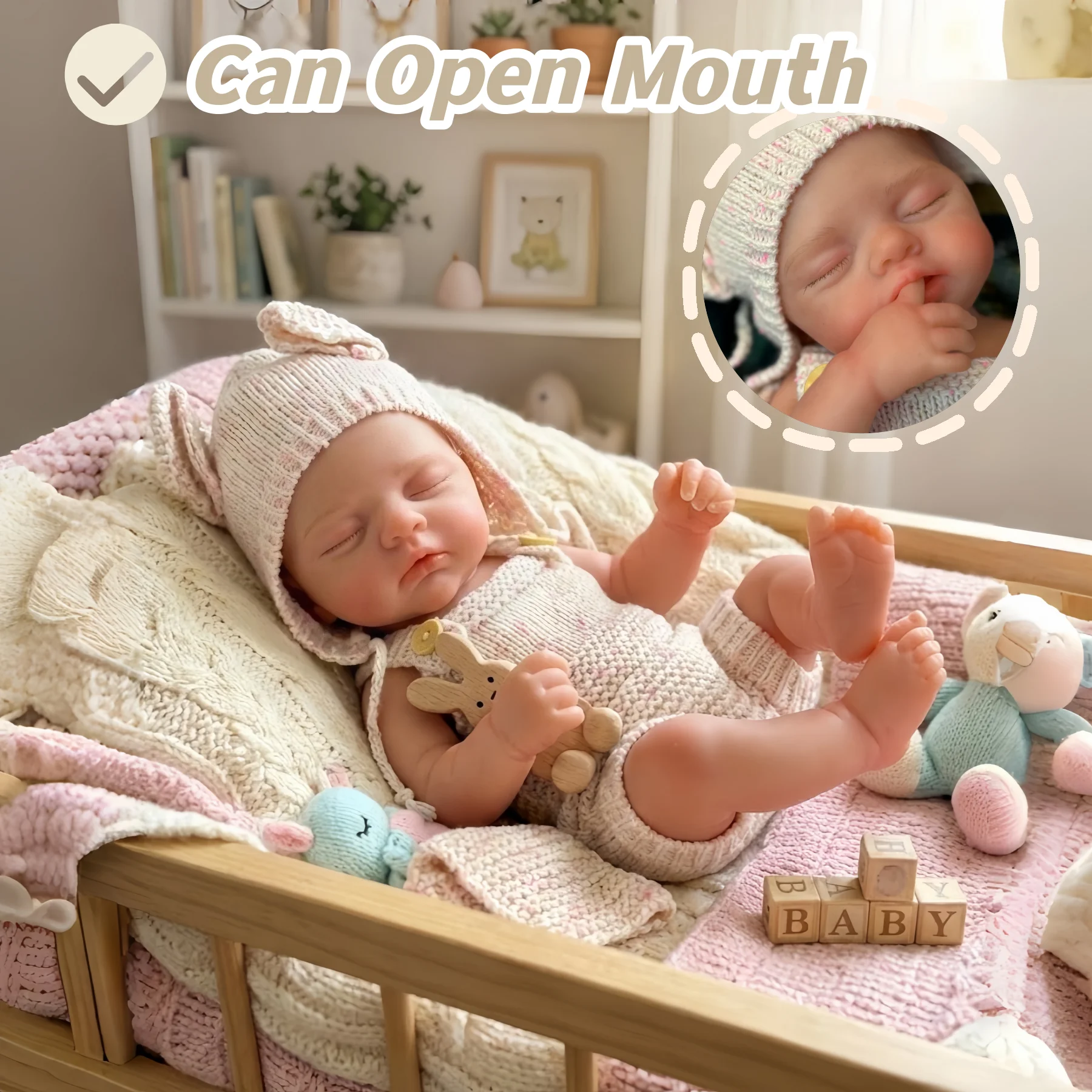 

Cute 13Inch Can Open Mouth Irys Silicone Girl Doll With Bald Full Body Flexibe Realistic bebe Reborn Doll For Youngsters' Gift