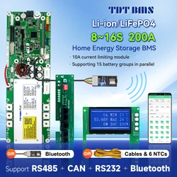 TDT Smart BMS Lithium Ion Battery 8S 24V 13S 14S 36V 15S 16S 48V Lifepo4 200A for Energy Storage Optional Active Balancer