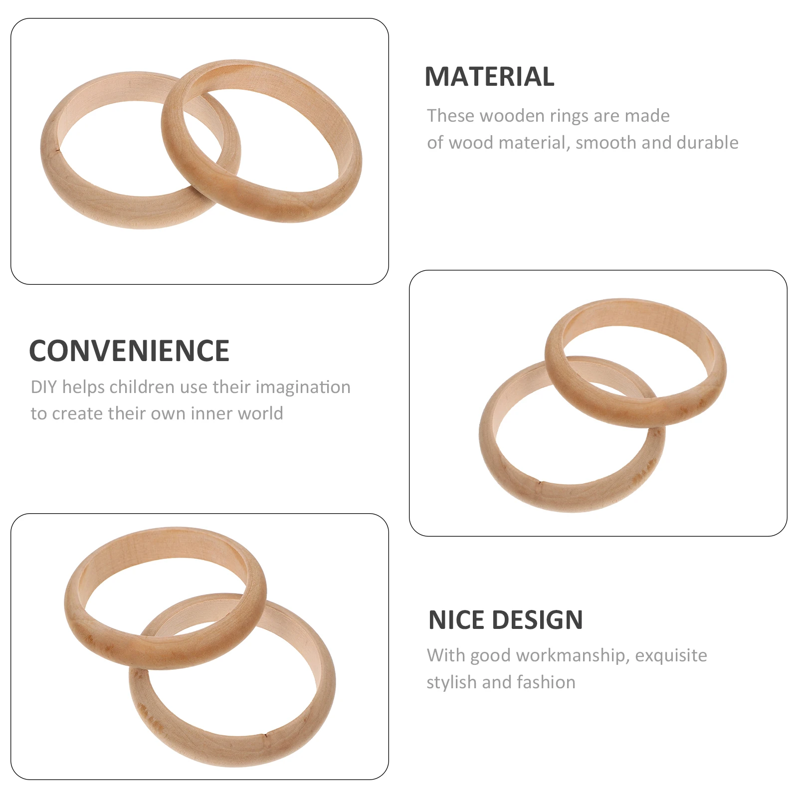 

2 Pcs Bracelet Material s Bracelets Unfinished Wood Self-painted Bangle Wooden s' DIY 's Child