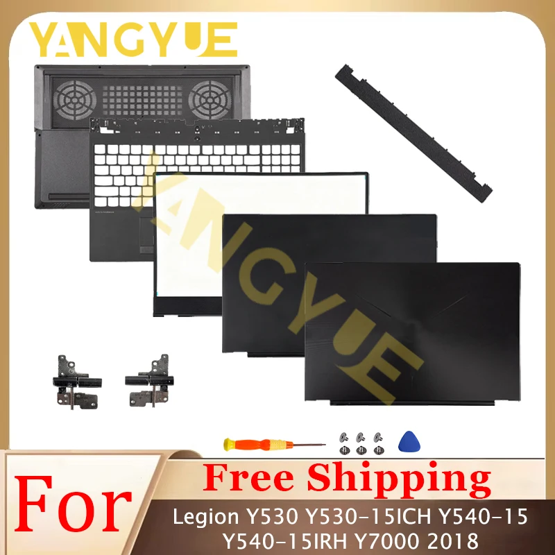 Nueva funda para Legion Y530 Y530-15ICH Y540-15 Y540-15IRH Y7000 2018 2019, cubierta trasera LCD/Panel frontal/Reposamanos/Bisagras de la carcasa inferior