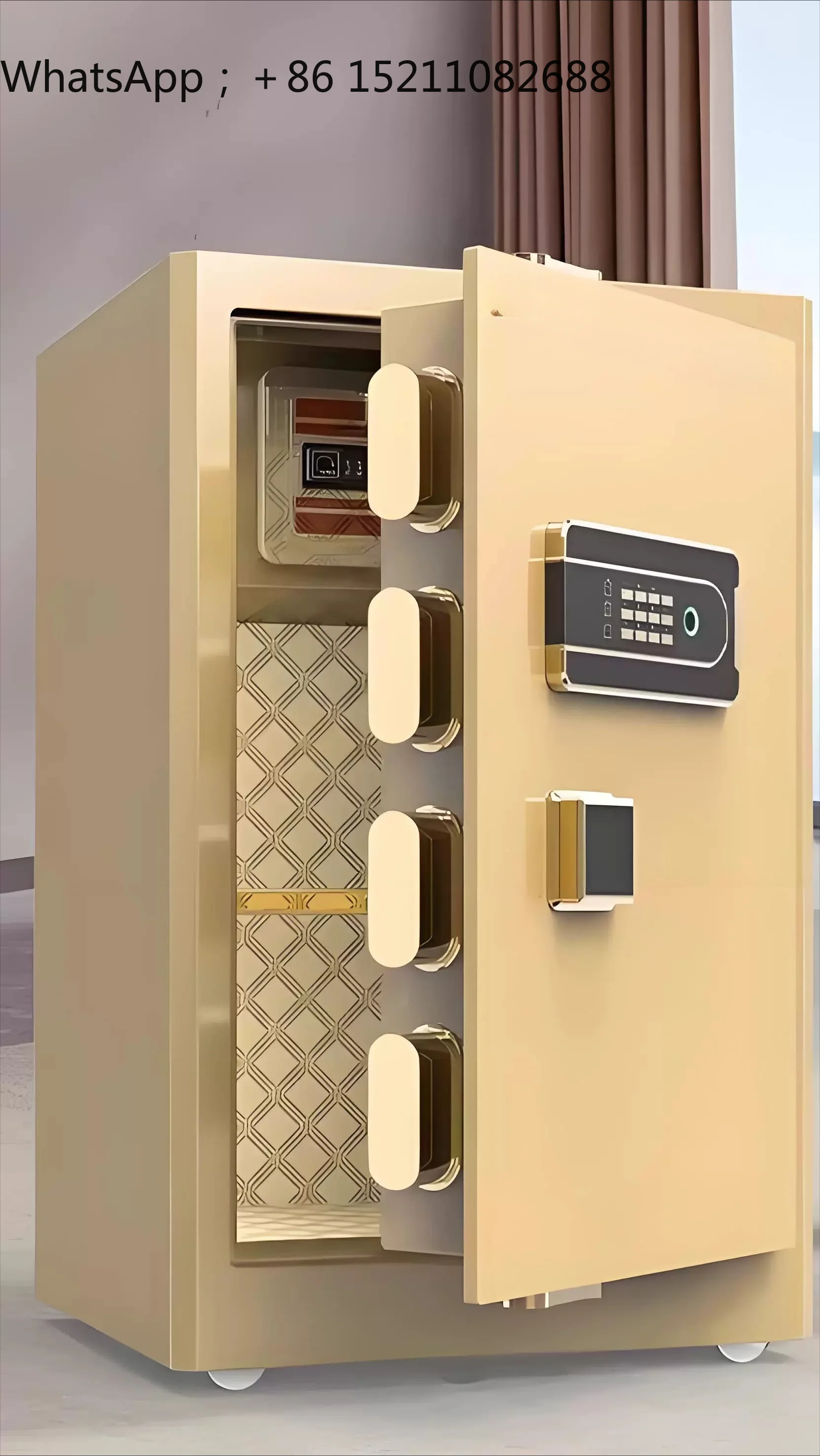 SCY household small gold safe yellow three-layer anti-theft clip fingerprint password safe deposit box