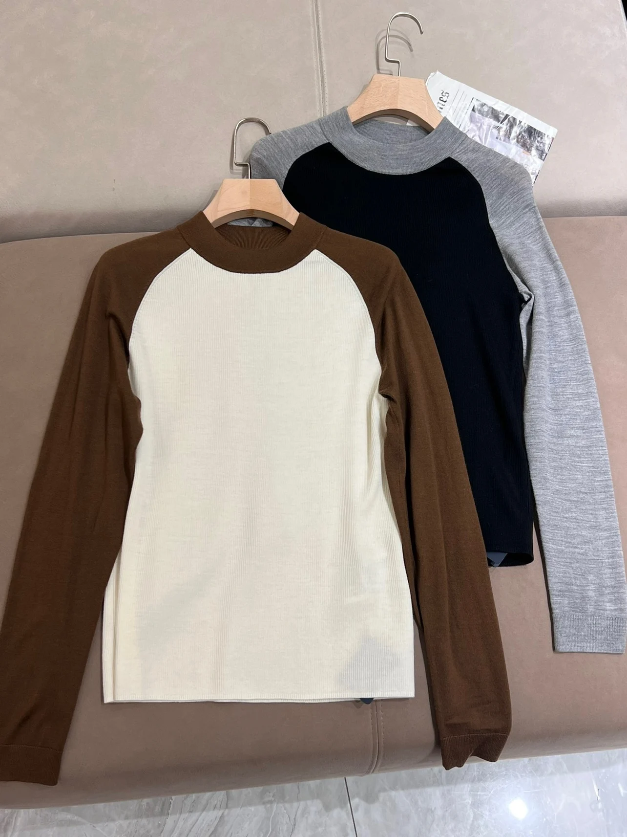 

Spring casual high quality merino wool long sleeve thin pullover