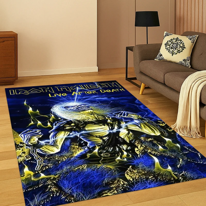3D I-Iron Maiden Metal Band Carpet Rug for Bedroom Living Room Sofa Playroom Doormat Home Decor,Kid Game Area Rug Non-slip gift