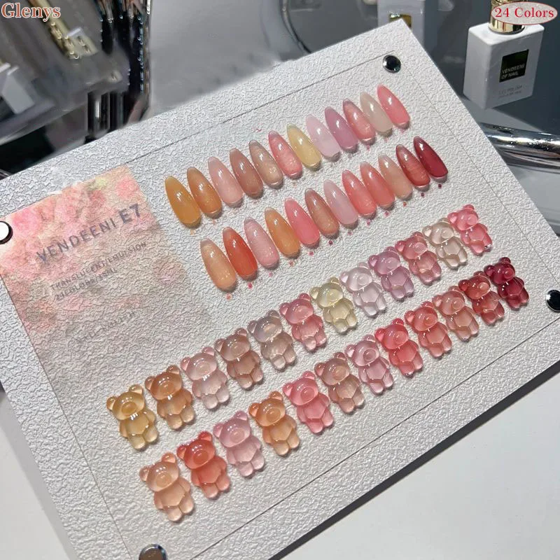 Glenys 24 color jade jelly nail polish gel popular all the year round Soaking gel powder tender white nail salon varnish set