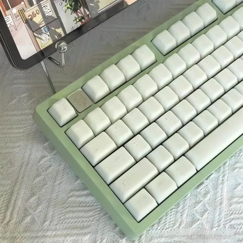 114 Keys Marble Themed Keycaps Double Shot PBT Keycaps Milk White Translucent Cherry Profile Keycap for MX Switch Gamer Keyboard