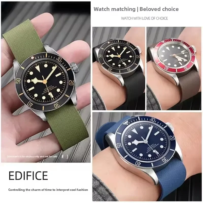 FKM Fluororubber Watchband 20mm 21mm 22mm Durable Military Wristband For Tudor BlackBay Rolex Omega IWC Longines For NATO Strap - view 2