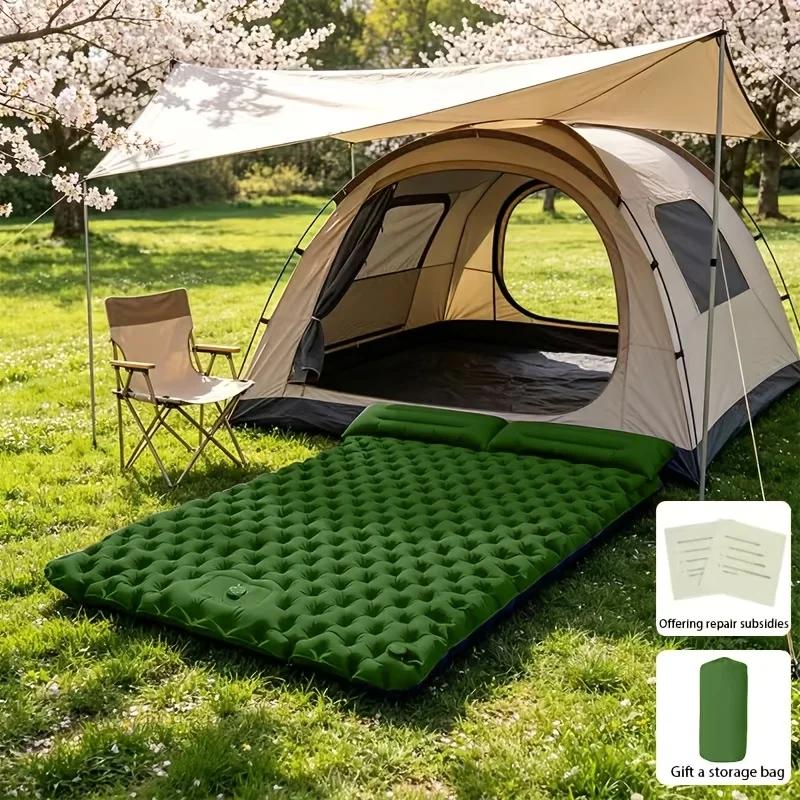 Doppelte aufblasbare Isomatte mit Kissen, geeignet für Camping, ultraleichte, verbesserte, langlebige, kompakte, feuchtigkeitsbeständige Luftmatratze – Detail 1