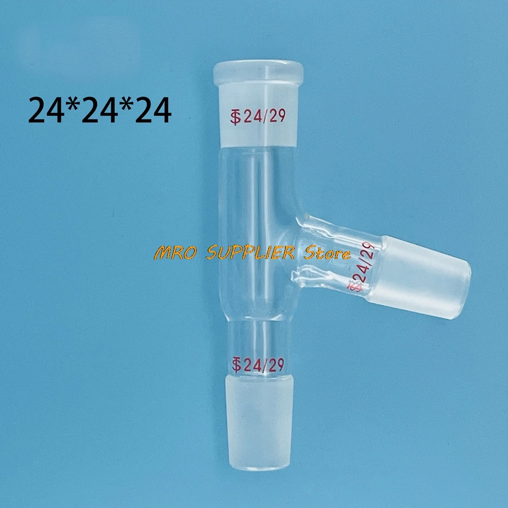 1Pc 75 Degree Glass Threaded Distillation Head,Three Way Adapter, 14/23 19/26 24/29 29/32 24/40, 75 bend Borosilicate Glass 3.3
