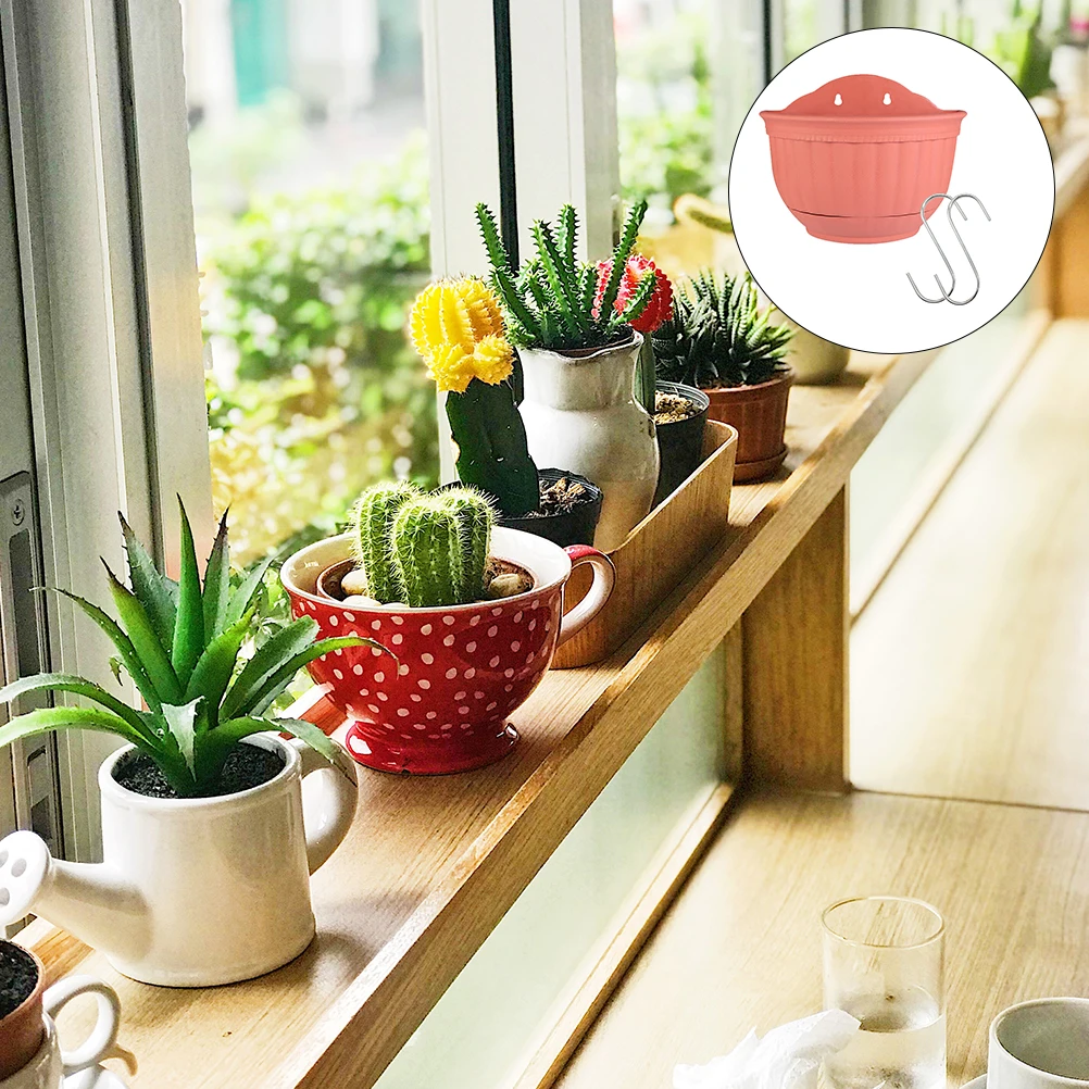 

1PC Wall Mounted Flower Pot Half Circle Plastic Hanging Planter Hooks Lightweight Storage Space for Kitchen Balcony
