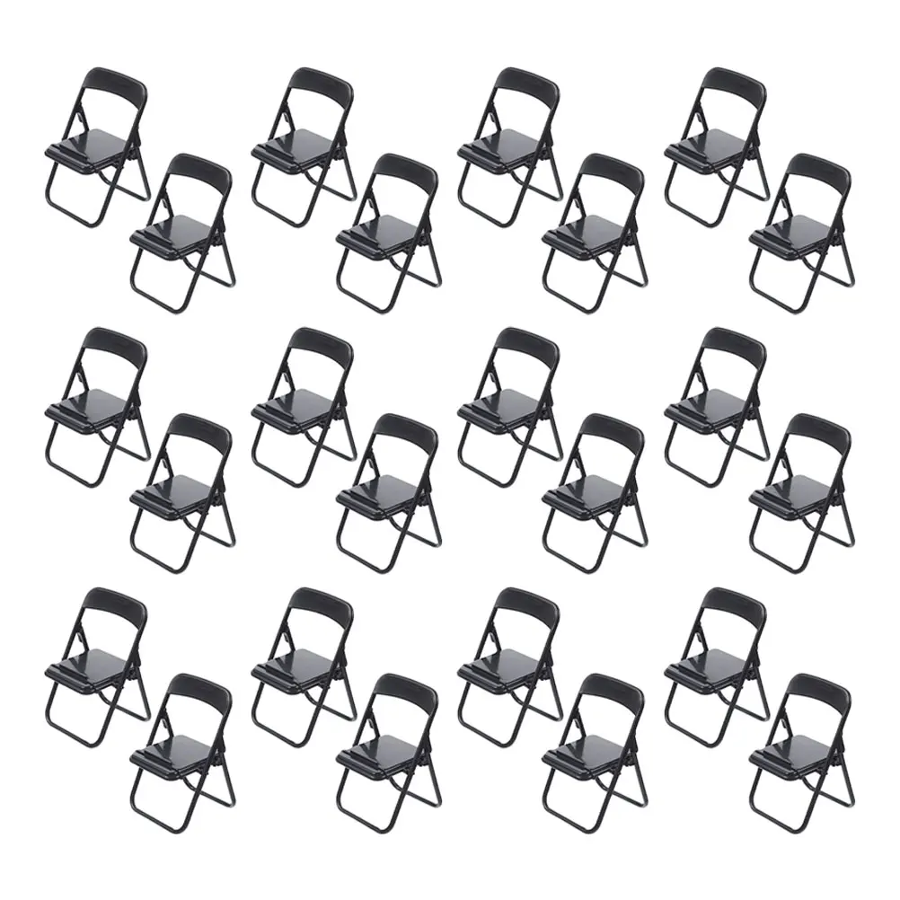 

25pcs Mini Folding Chair Cell Phone Stand Tiny Furniture House Models Toys Portable Mini Chairs Space Saving
