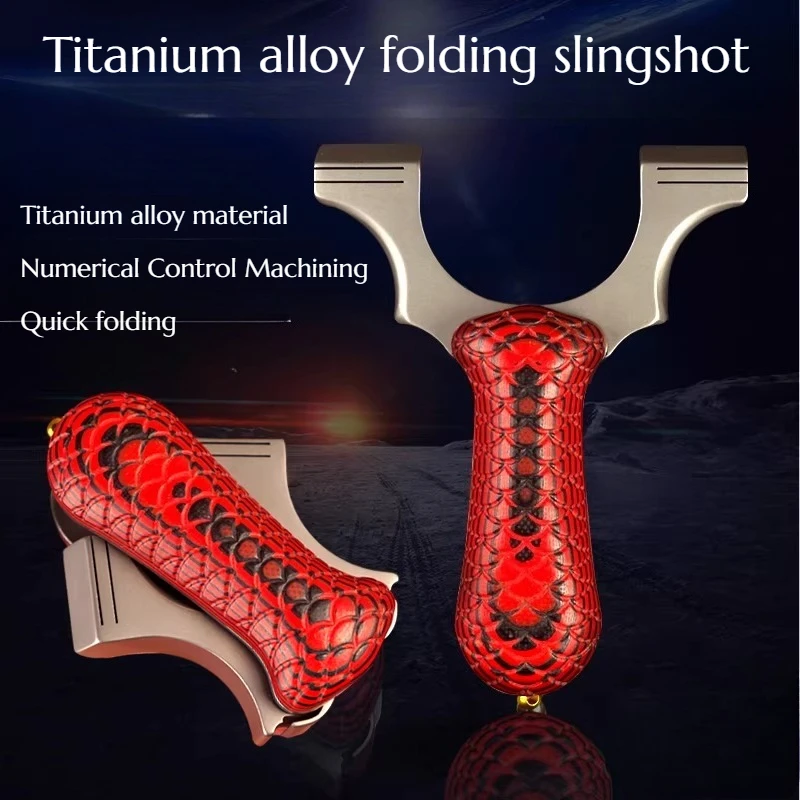 

Titanium Alloy Folding Detachable Slingshot Flat Leather Cover High Pressure High Precision Powerful Performance Outdoor Tools