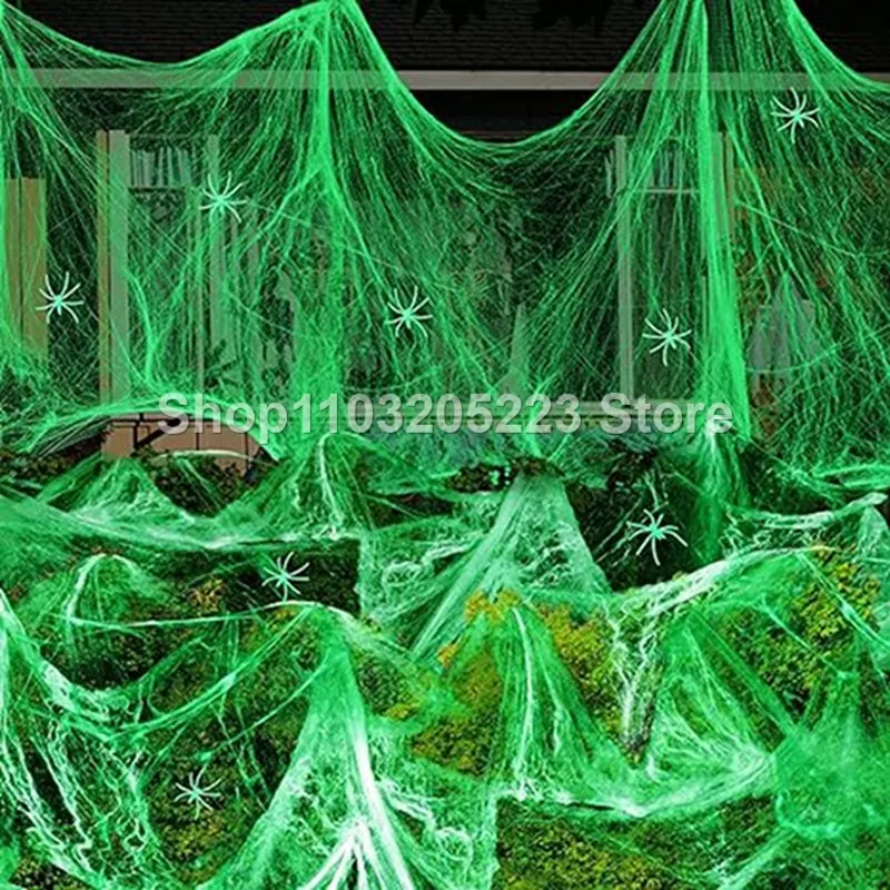 Halloween Outdoor Garden Decoration, Luminous Spider Web Luminous Spider, Horror Main Picture Party Decoration Supplies Spider