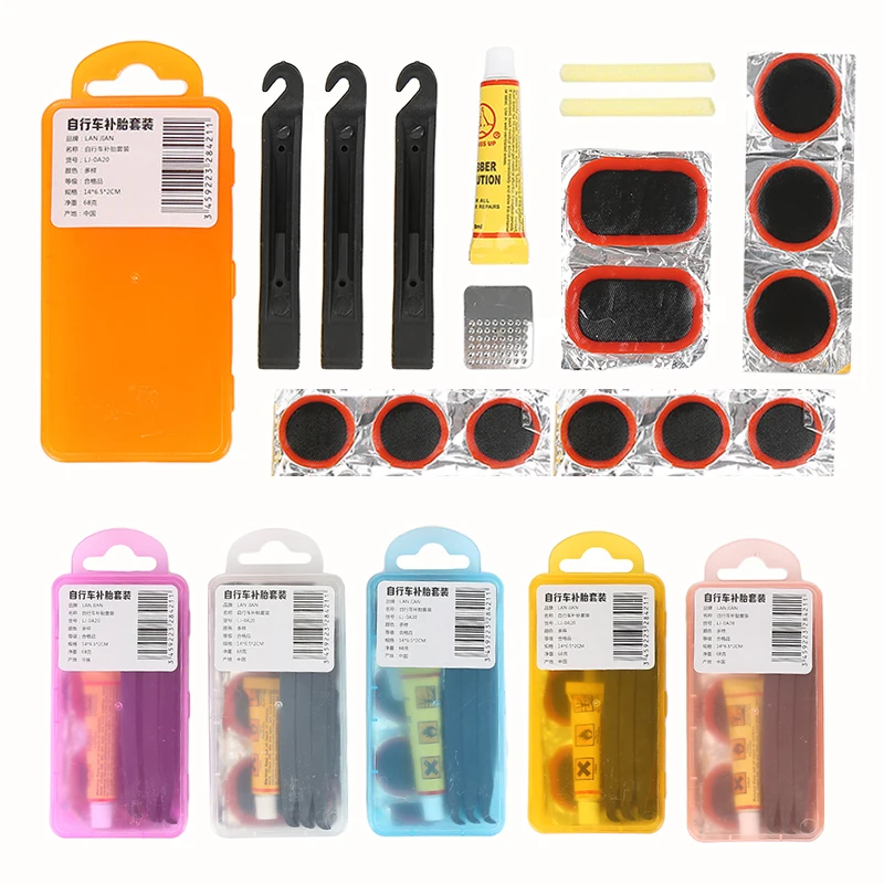 Tire Fix Kit Mountain Bike Bicycle Repair Tools Cycling Flat Tire Repair Rubber Patch Glue Lever Set Mender Accessories Tools