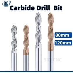 SIQI Solid Carbide Drill 80mm 120mm Long Length Tungsten Steel 1PCS CNC Hole Processing