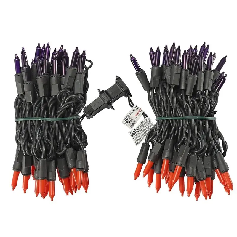 

Светящиеся гирлянды FAST-Halloween декоративные, фиолетово-оранжевые, на шнуре, с питанием от сети, для улицы, для декора каминной полки (США)