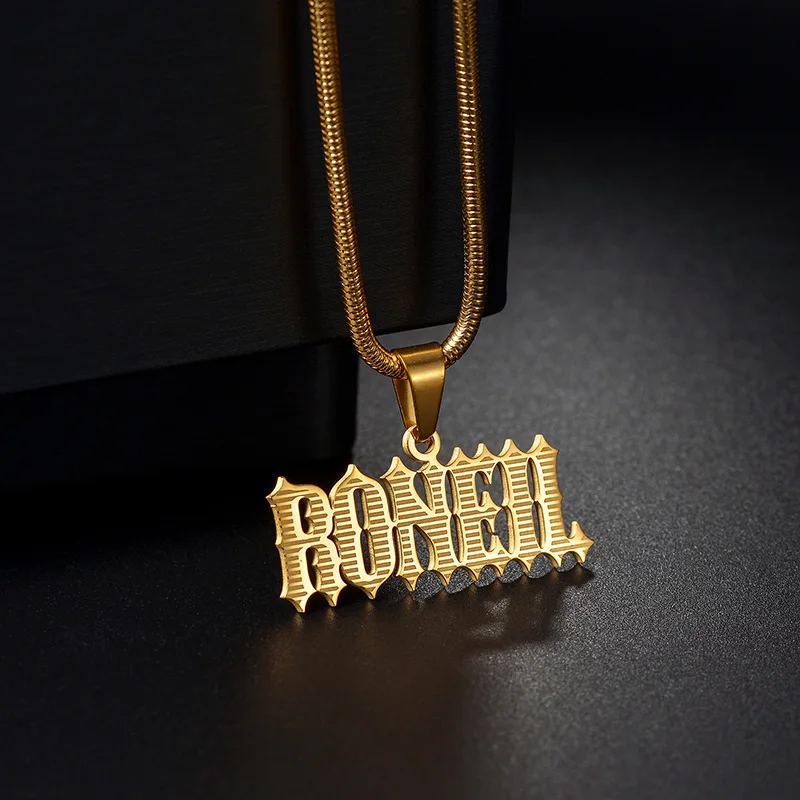 Braveheart Personalized Name Pendant Big Size For Women Men Stainless Steel Custom Letter Nameplate Necklace Jewelry Gifts