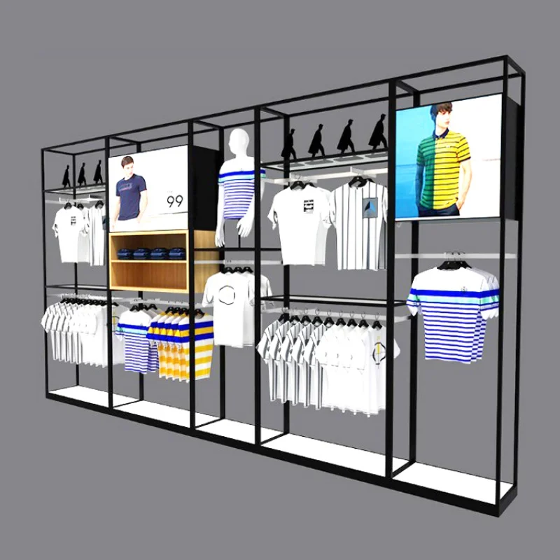 [Customized]Clothing shop interior design retail display clothes rack men clothes display fittings