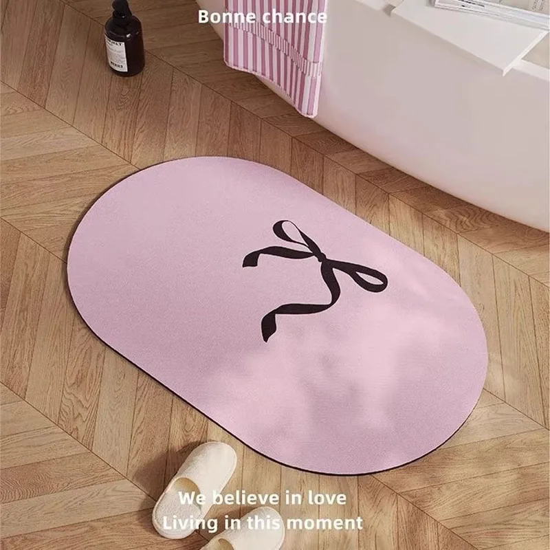 INS Bowknot ماصة حمام الحصير التجفيف السريع الحصير لحوض الاستحمام في الحمام مع عدم الانزلاق المطاط أسفل منصات القدم الصغيرة الحجم