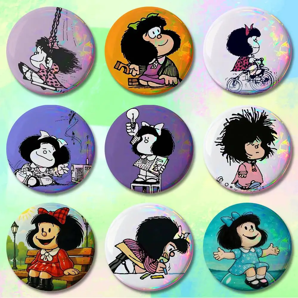 

Cute M-mafaldas-S 58mm 44mm HD Print Brooch Badges Pretty Derby Round Display Brooches Lapel Pins